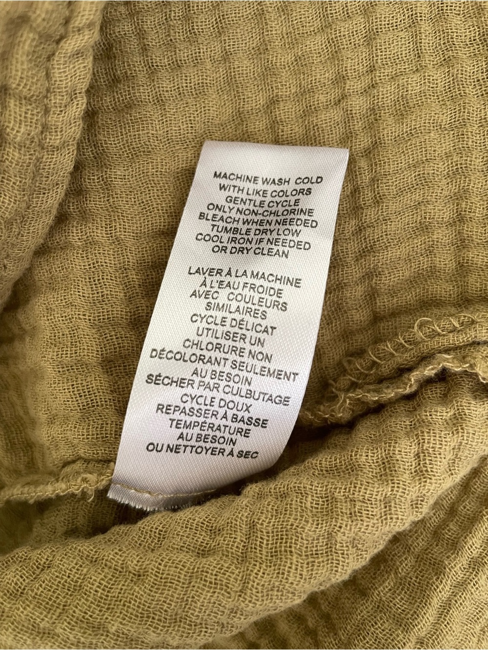 T Tahari 100% Cotton Olive Green Crinkle Gauze Beachy Lightweight Summer Top - Picture 5 of 5